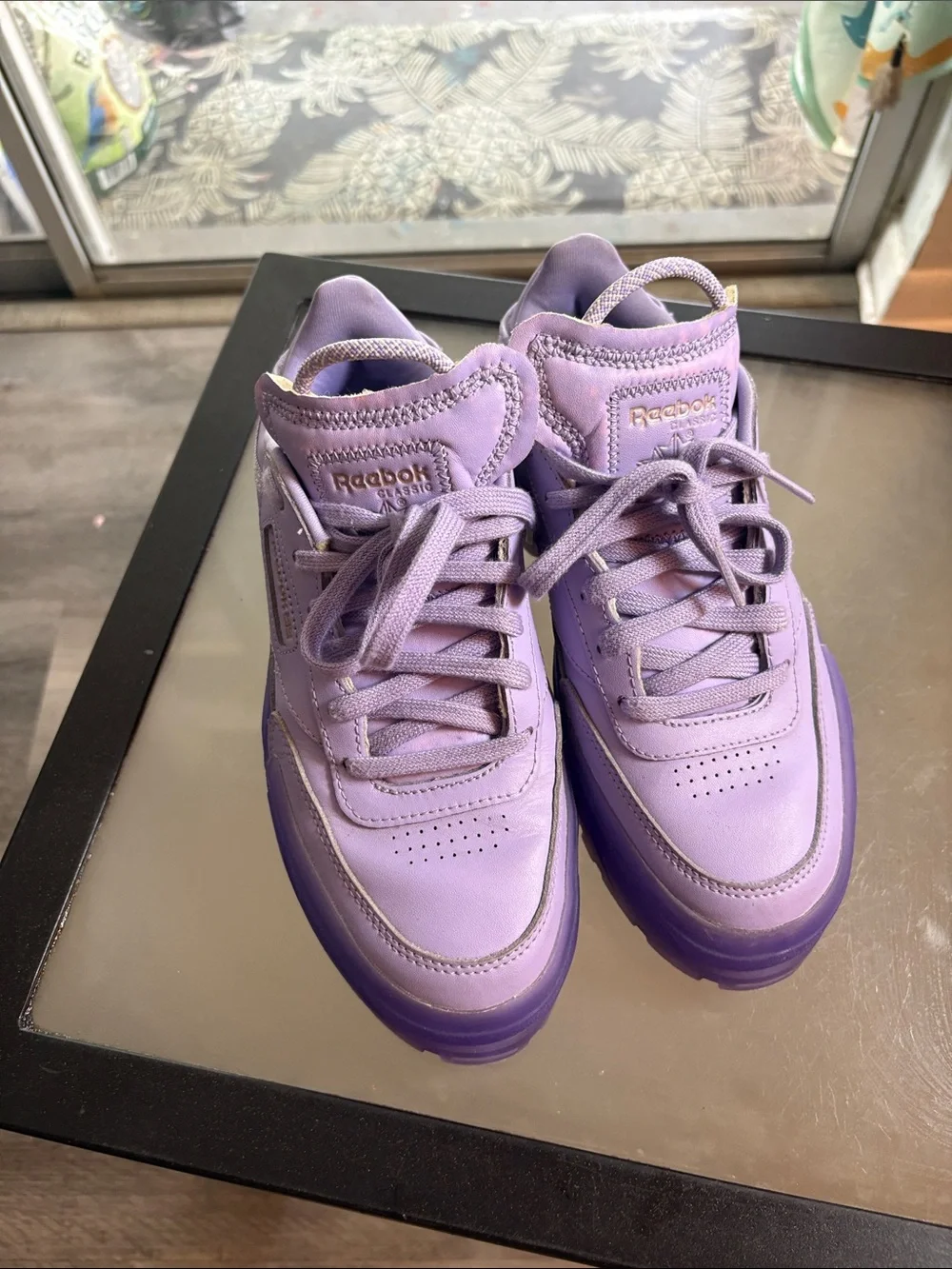 Reebok Cardi B  Women's Lavender Lilac Platform Sneakers